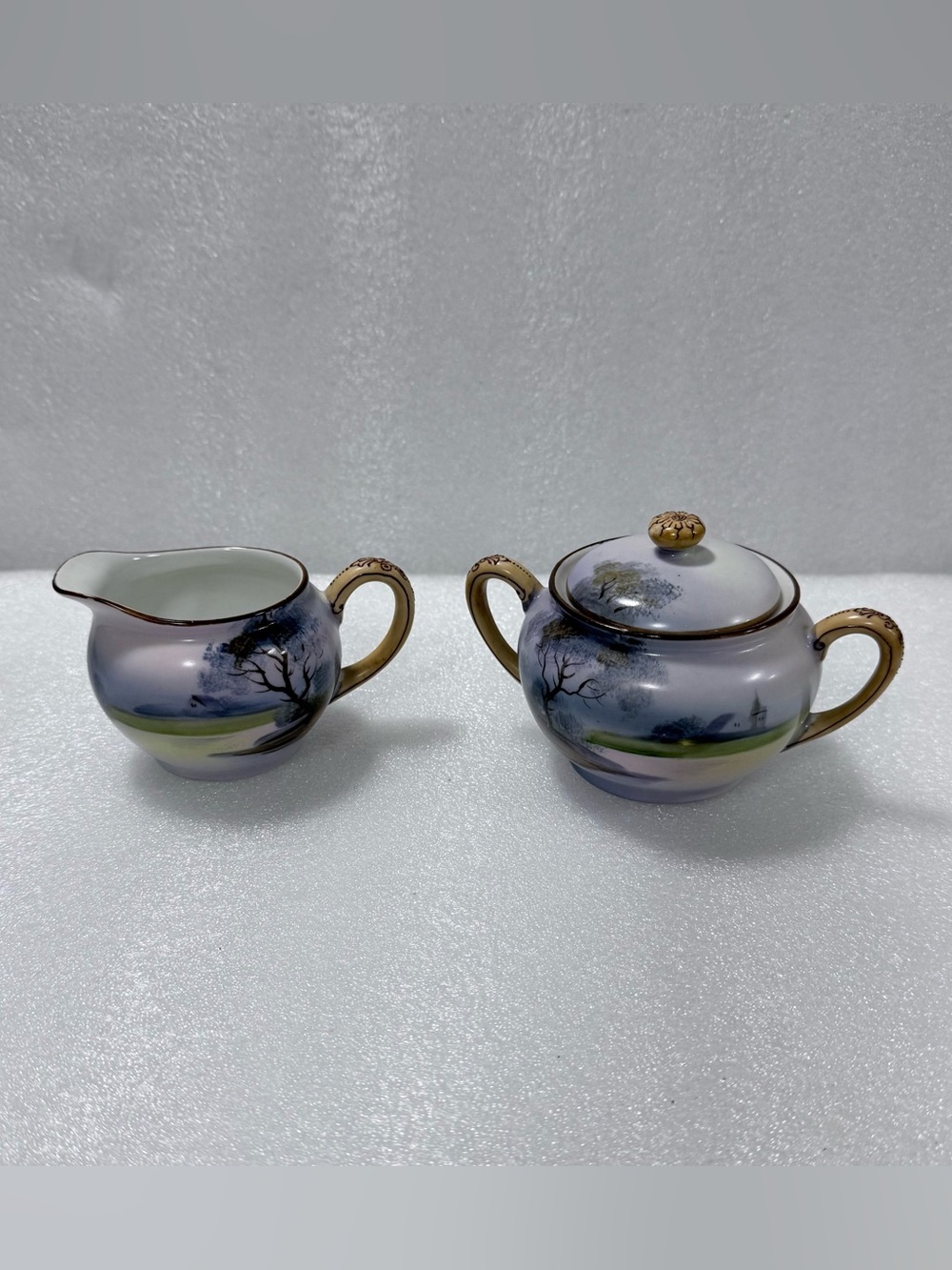 vintage Noritake Morimura creamer and sugar bowl set hand-painted